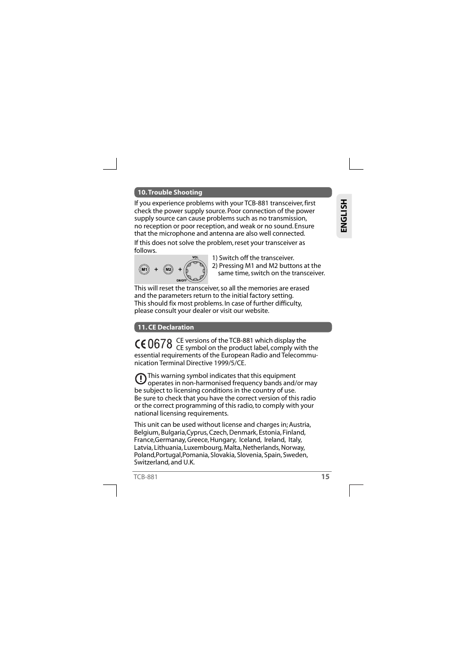 TTI TCB-881 User Manual | Page 15 / 132