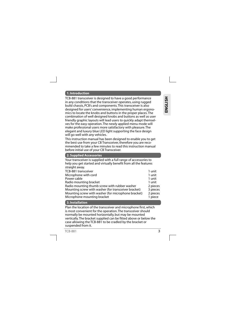 TTI TCB-881 User Manual | Page 3 / 132