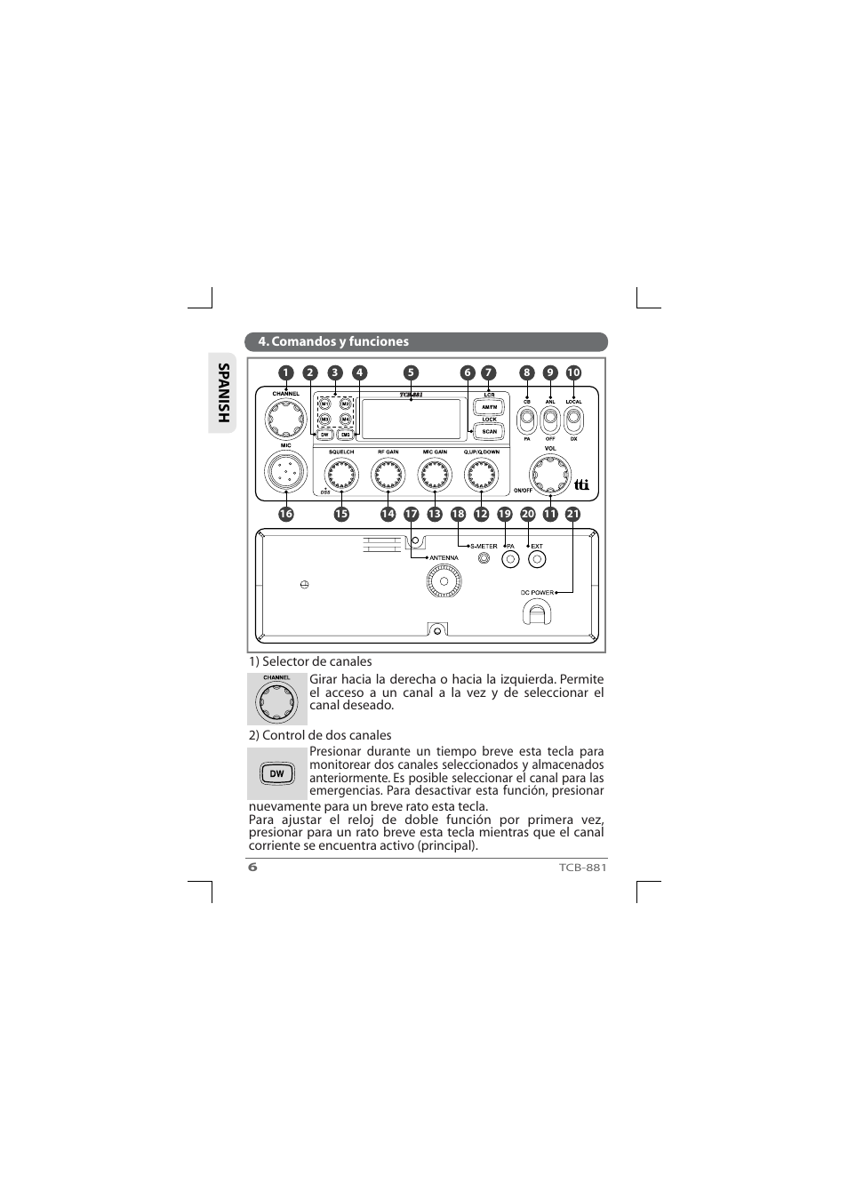 Sp anish | TTI TCB-881 User Manual | Page 62 / 132