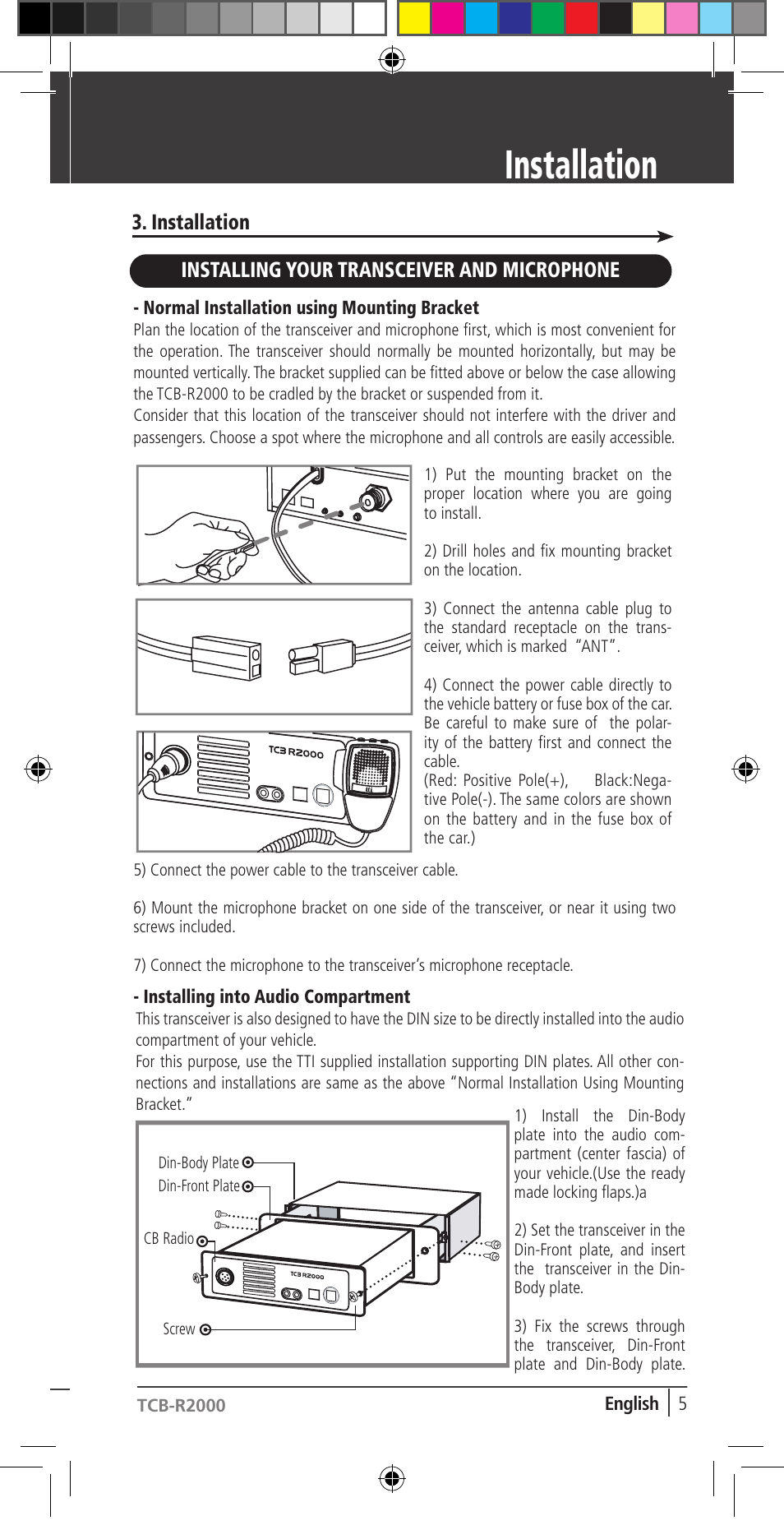 Introduction installation | TTI TCB-R2000 User Manual | Page 5 / 19
