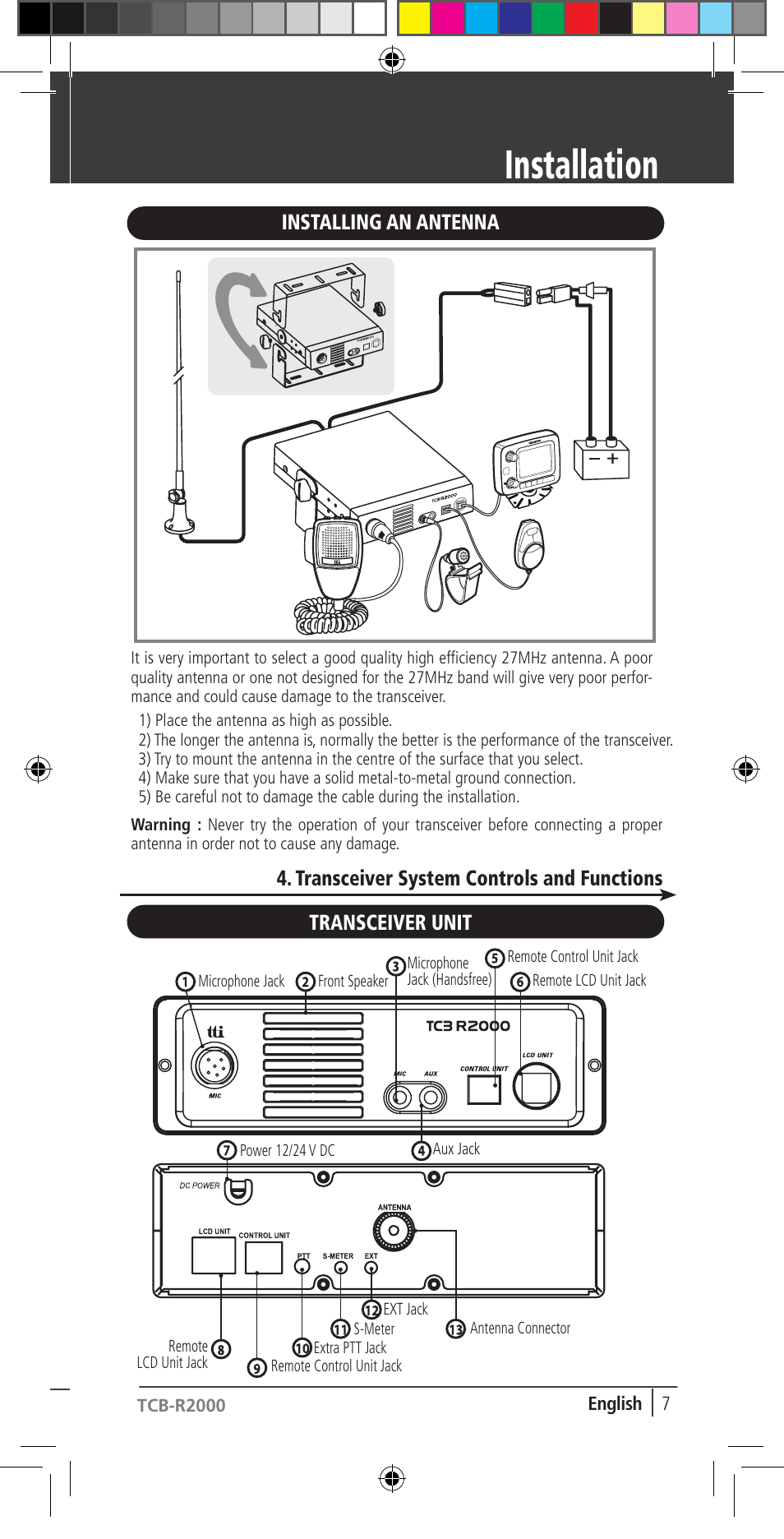 Installation | TTI TCB-R2000 User Manual | Page 7 / 19