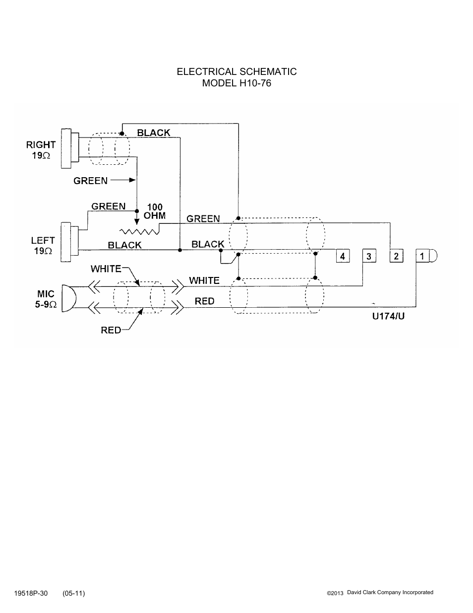 Electrical schematic model h10-76 | David Clark H10-76 User Manual | Page 2 / 2