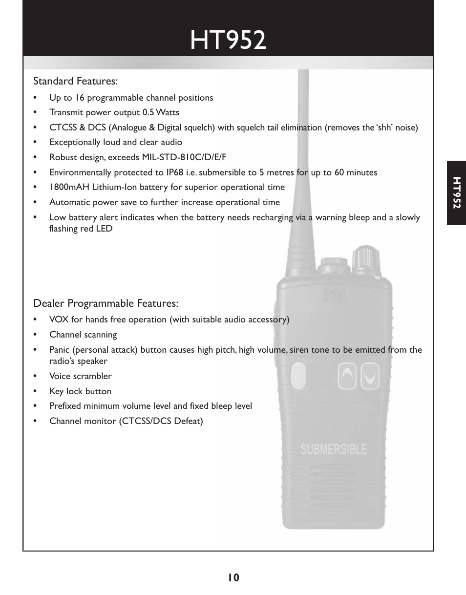 Ht952 | Entel HT952 ATEX PMR User Manual | Page 11 / 29