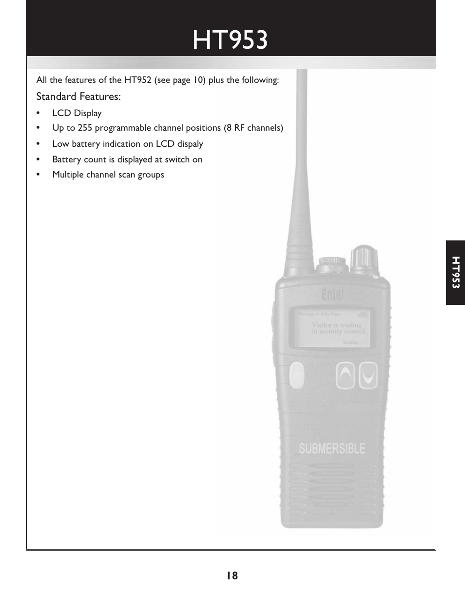 Ht953 | Entel HT952 ATEX PMR User Manual | Page 19 / 29