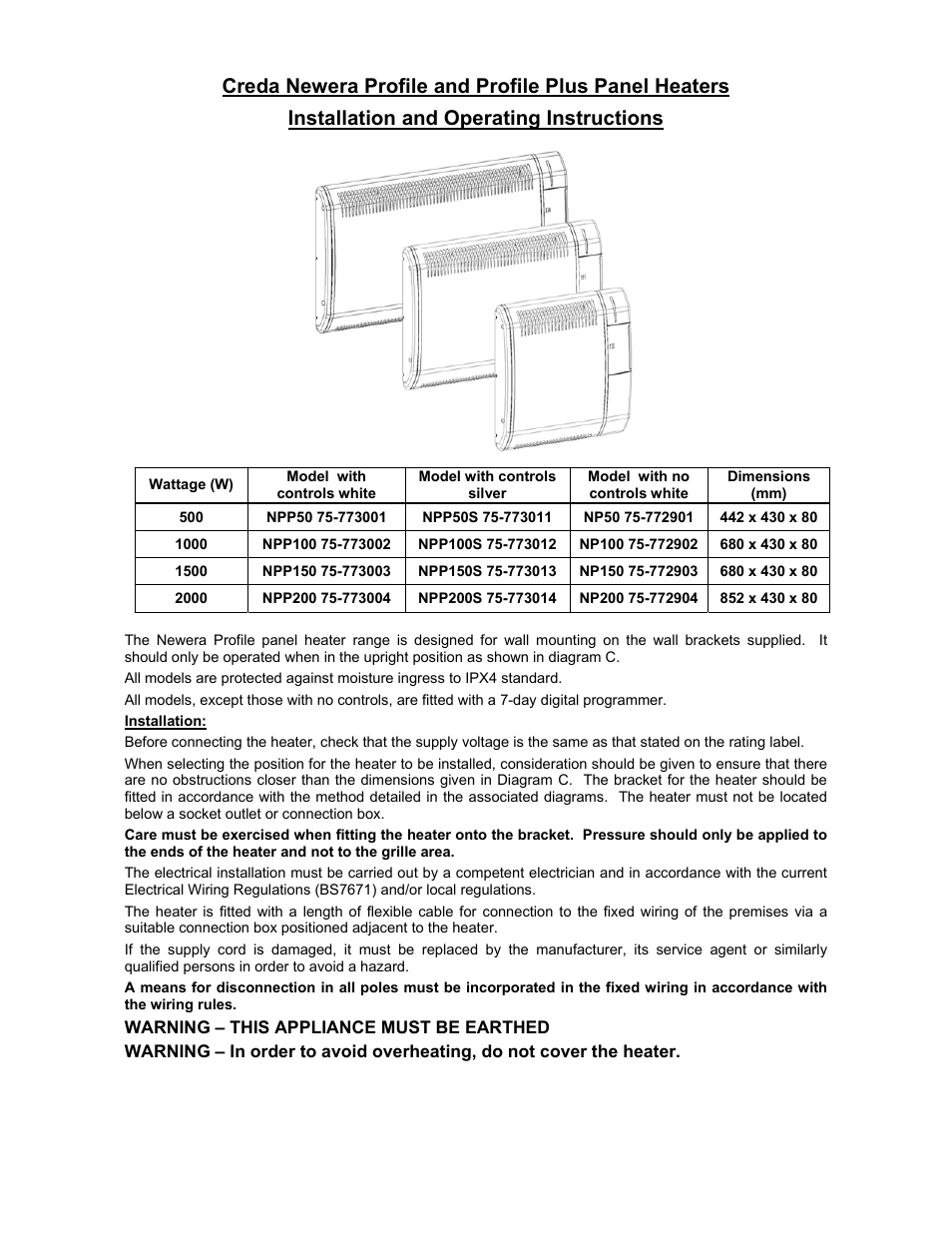 Creda NPP150S 75-773013 User Manual | 4 pages