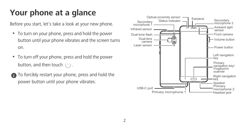 Your phone at a glance | Huawei Mate 9 Pro User Manual | Page 3 / 14