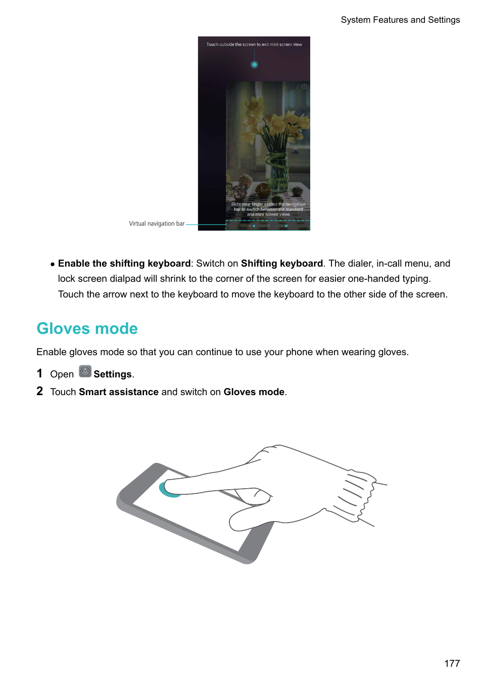 Gloves mode | Huawei Mate 9 User Manual | Page 183 / 205