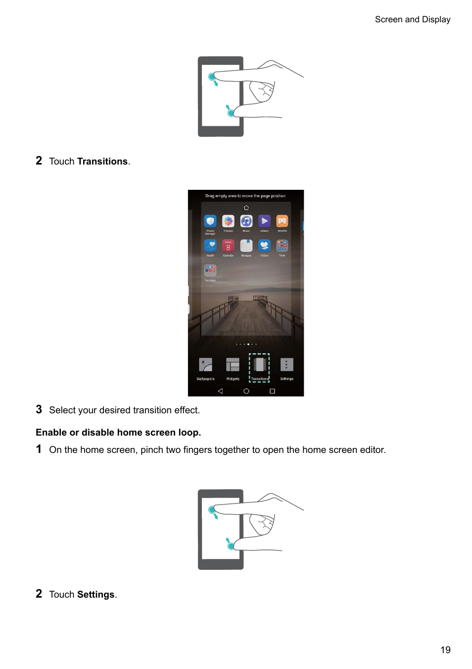 Enable or disable home screen loop | Huawei Mate 9 User Manual | Page 25 / 205