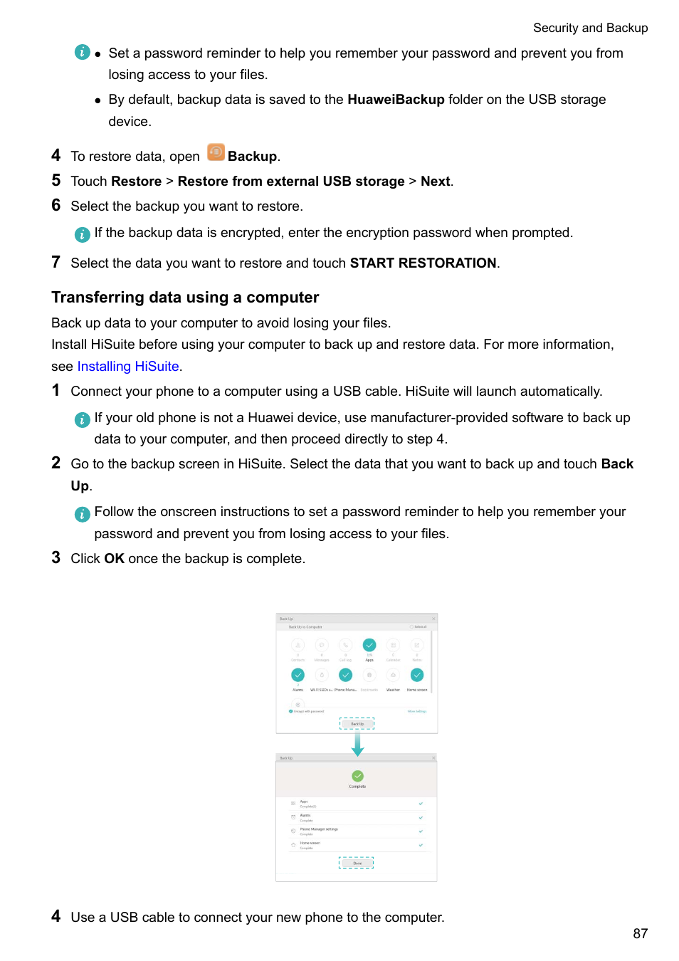 Transferring data using a computer | Huawei Mate 9 User Manual | Page 93 / 205