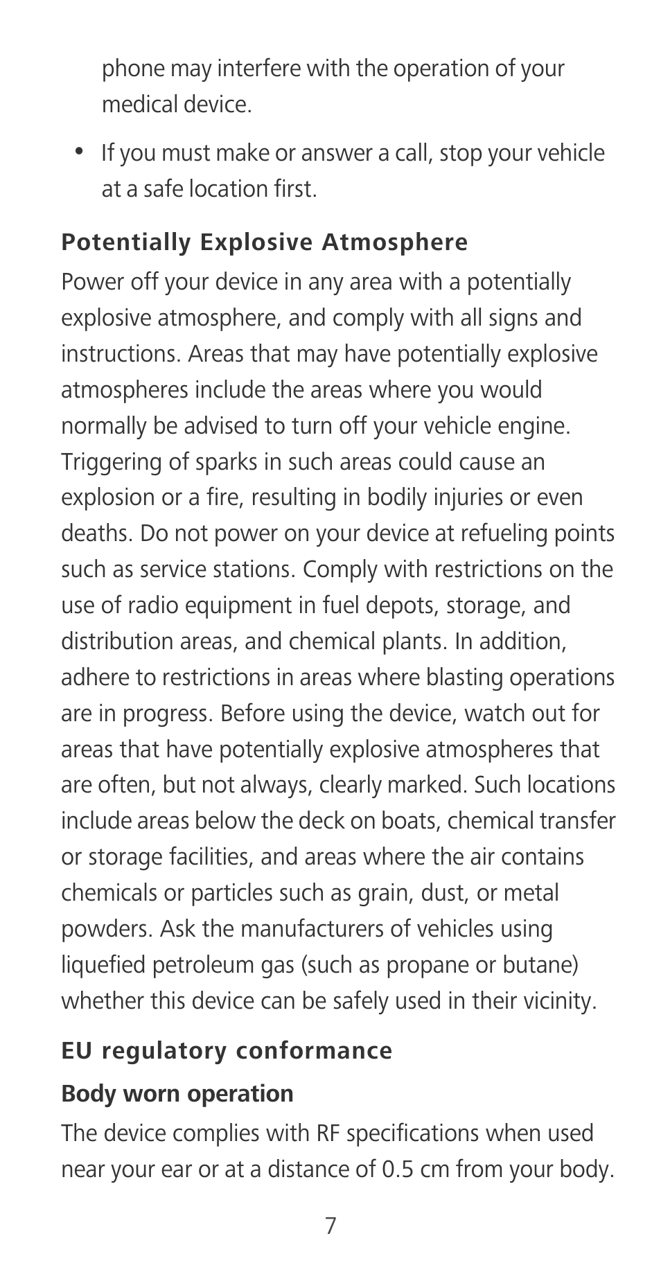 Potentially explosive atmosphere, Eu regulatory conformance | Huawei Mate 9 User Manual | Page 11 / 100