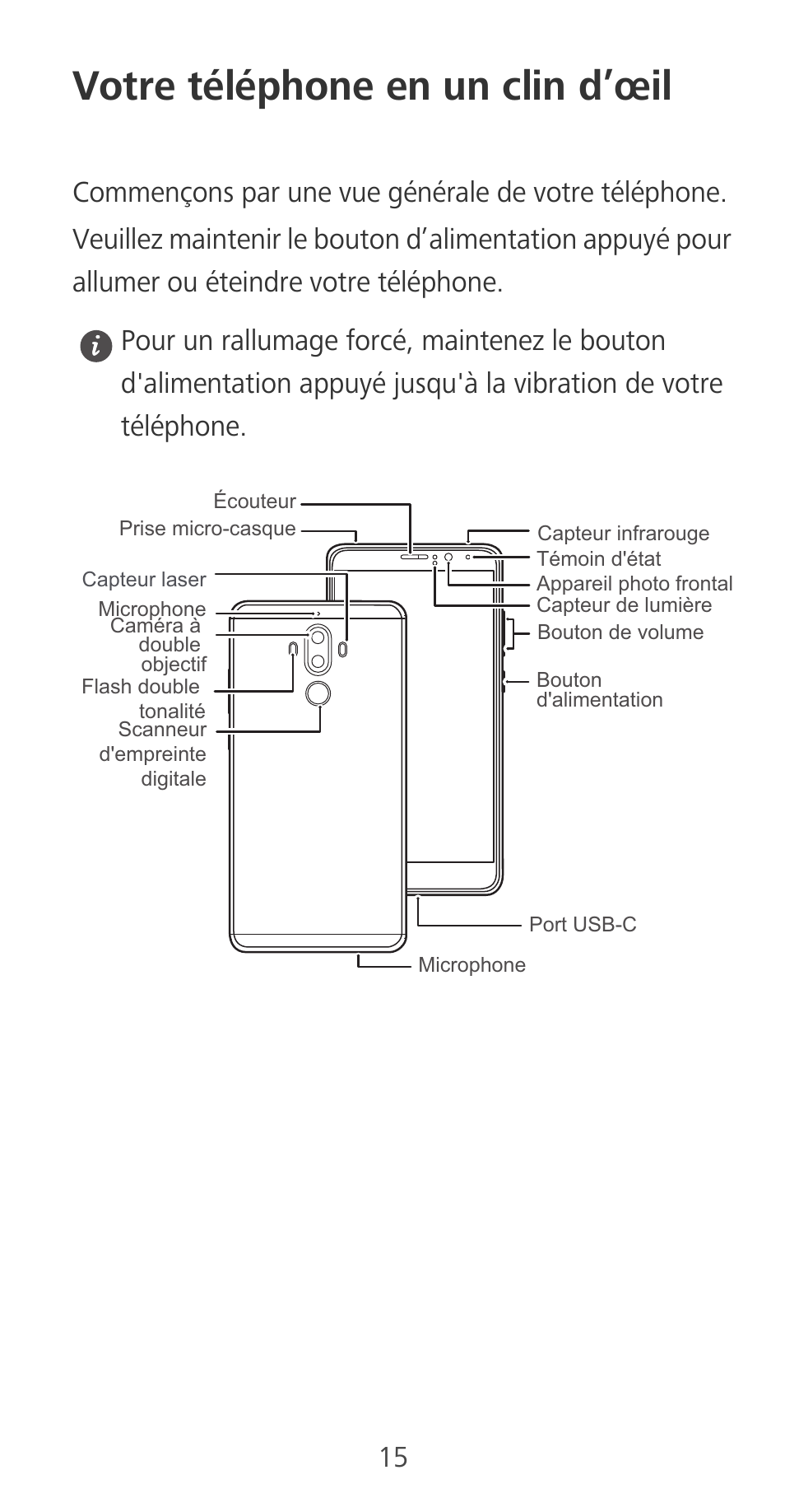 Votre téléphone en un clin d’œil | Huawei Mate 9 User Manual | Page 19 / 100