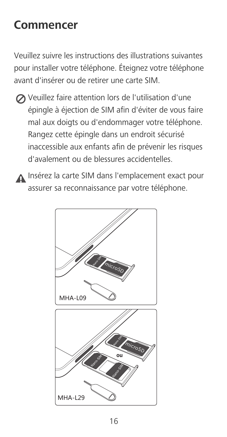 Commencer | Huawei Mate 9 User Manual | Page 20 / 100