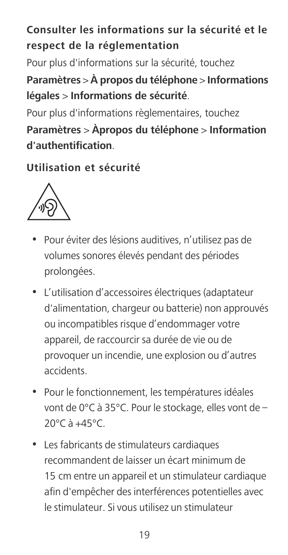 Utilisation et sécurité | Huawei Mate 9 User Manual | Page 23 / 100
