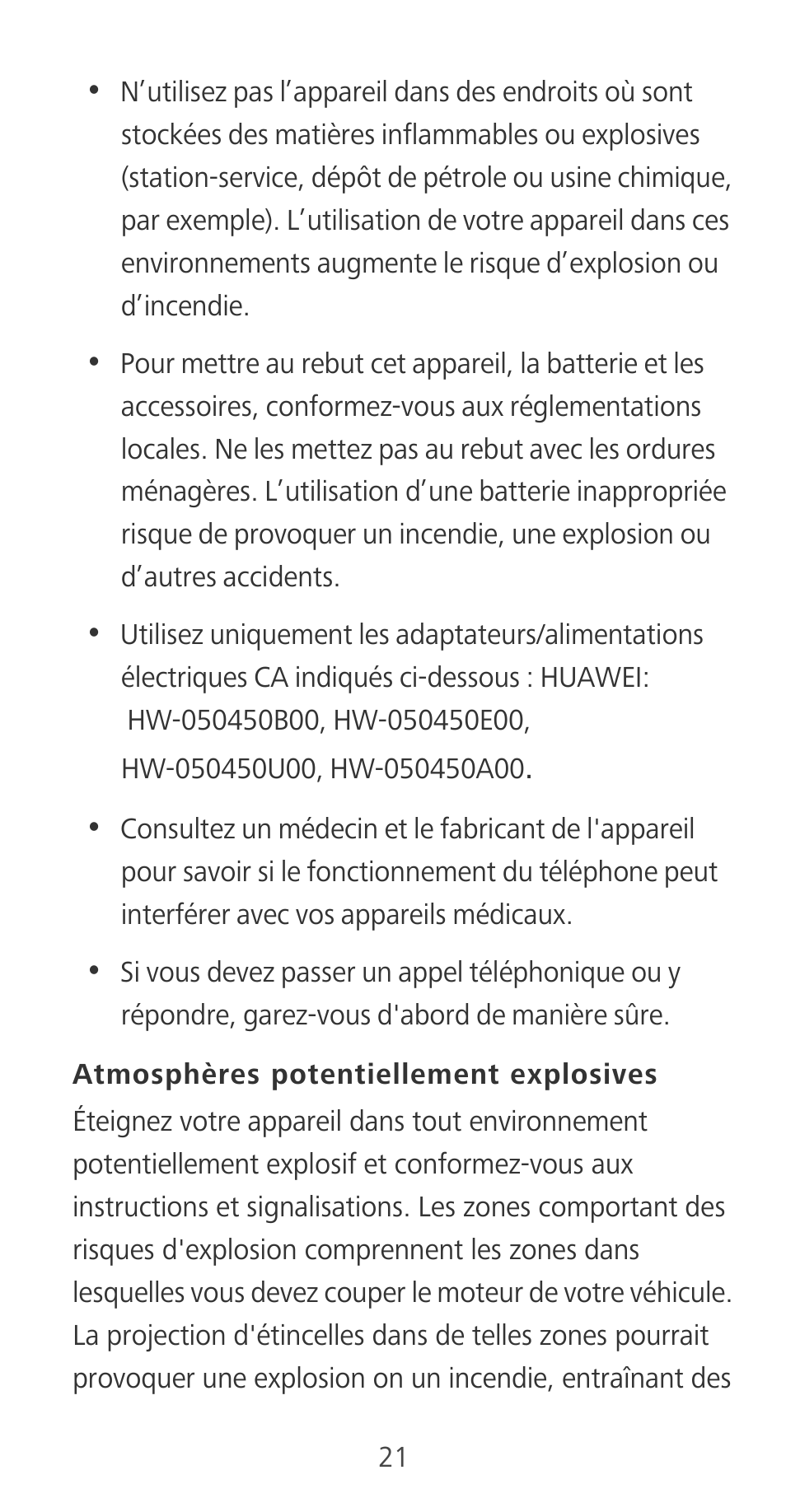 Atmosphères potentiellement explosives | Huawei Mate 9 User Manual | Page 25 / 100