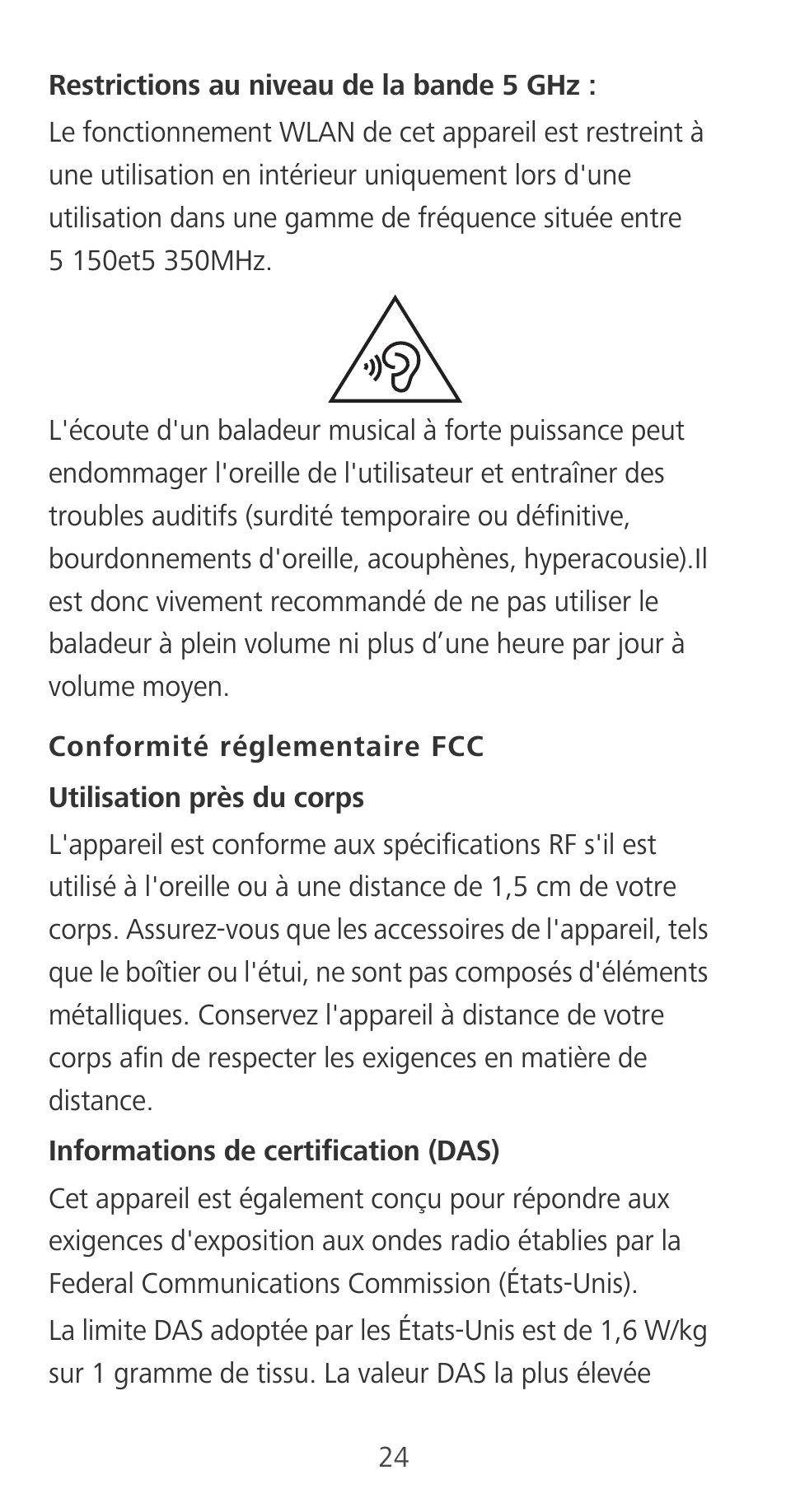 Conformité réglementaire fcc | Huawei Mate 9 User Manual | Page 28 / 100