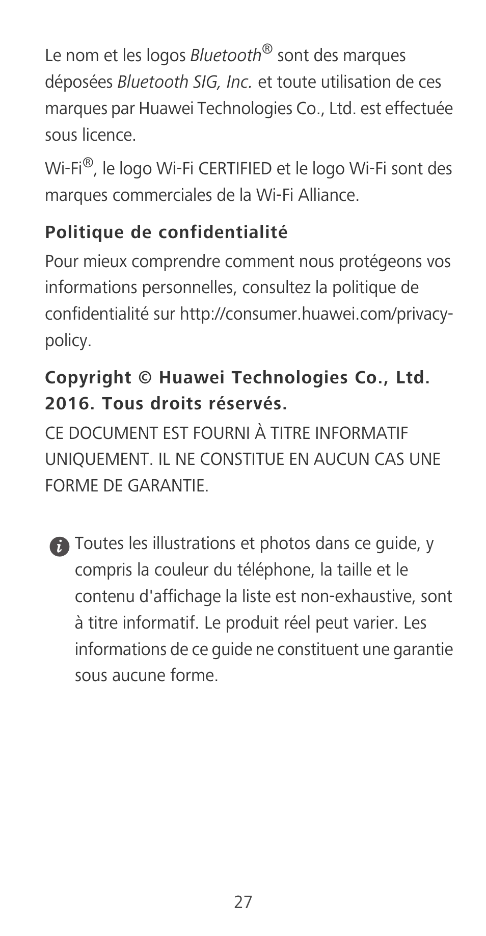 Politique de confidentialité | Huawei Mate 9 User Manual | Page 31 / 100