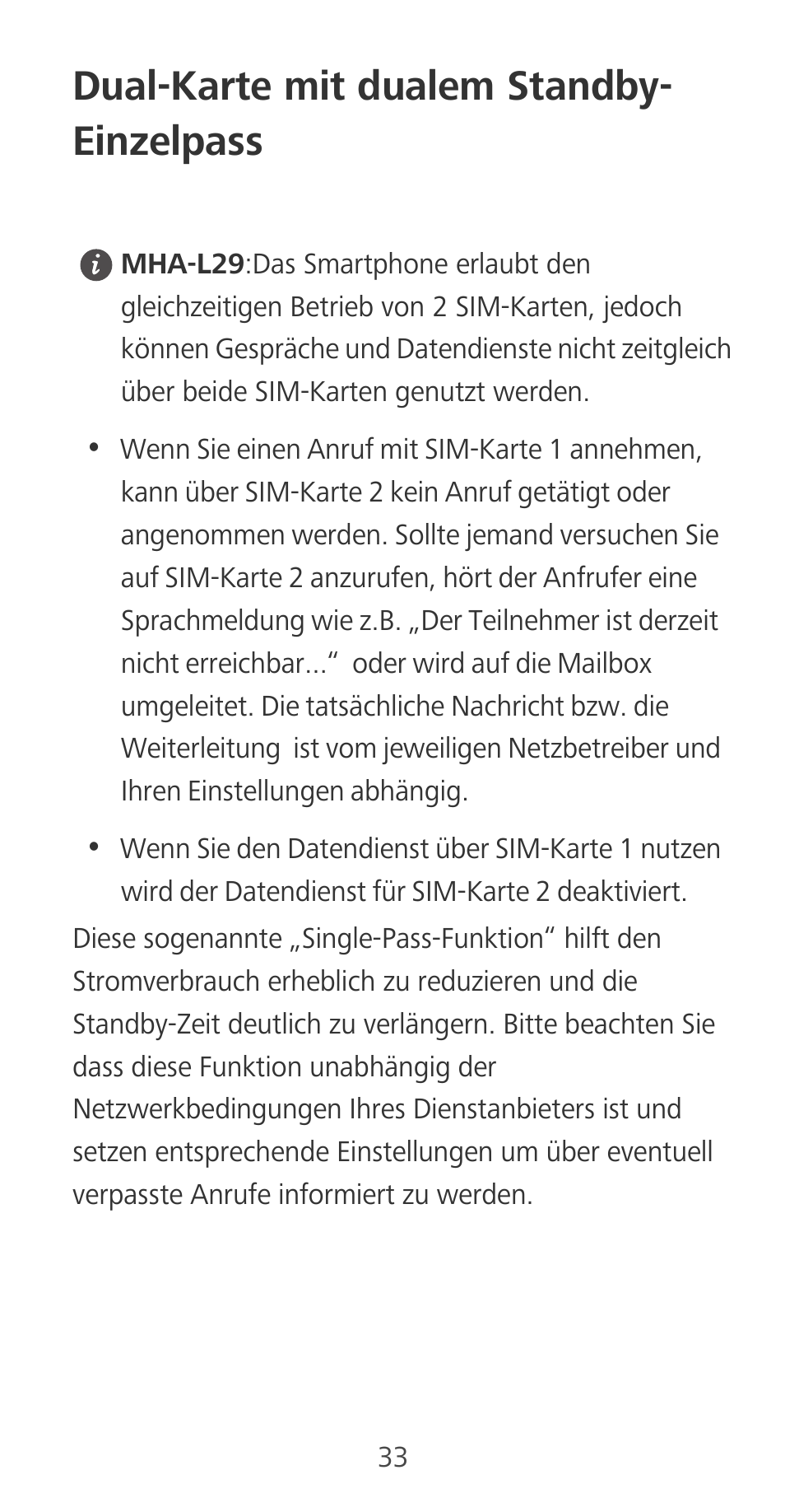 Dual-karte mit dualem standby- einzelpass | Huawei Mate 9 User Manual | Page 37 / 100