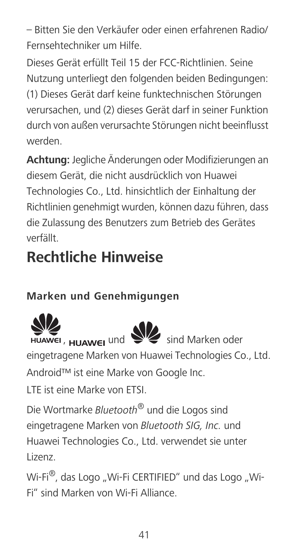 Rechtliche hinweise, Marken und genehmigungen | Huawei Mate 9 User Manual | Page 45 / 100