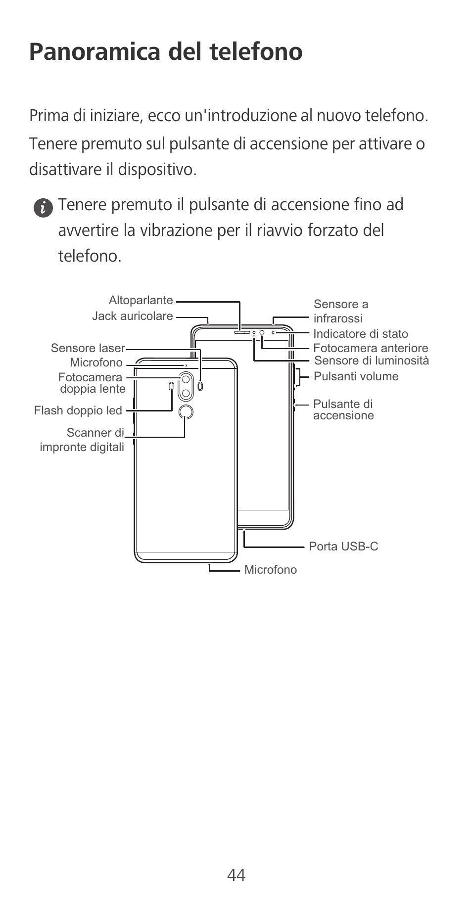 Panoramica del telefono | Huawei Mate 9 User Manual | Page 48 / 100