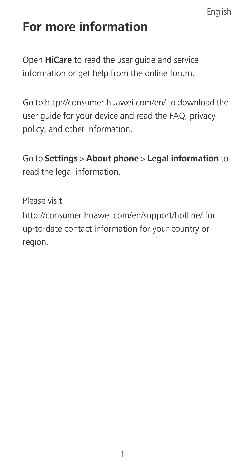 For more information | Huawei Mate 9 User Manual | Page 5 / 100