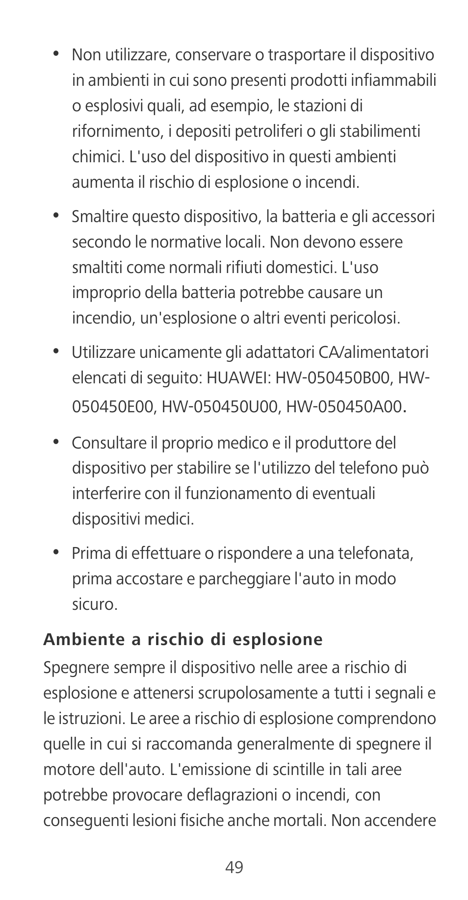 Ambiente a rischio di esplosione | Huawei Mate 9 User Manual | Page 53 / 100