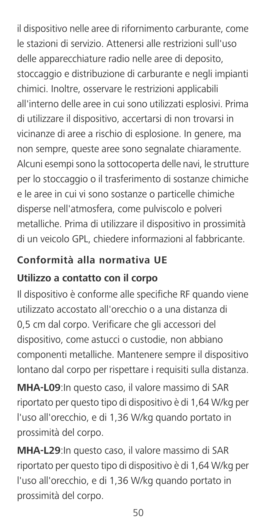 Conformità alla normativa ue | Huawei Mate 9 User Manual | Page 54 / 100