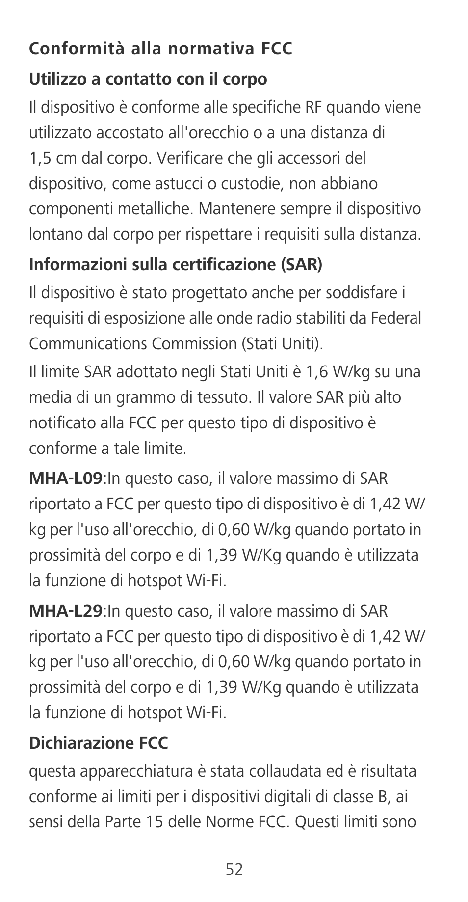 Conformità alla normativa fcc | Huawei Mate 9 User Manual | Page 56 / 100