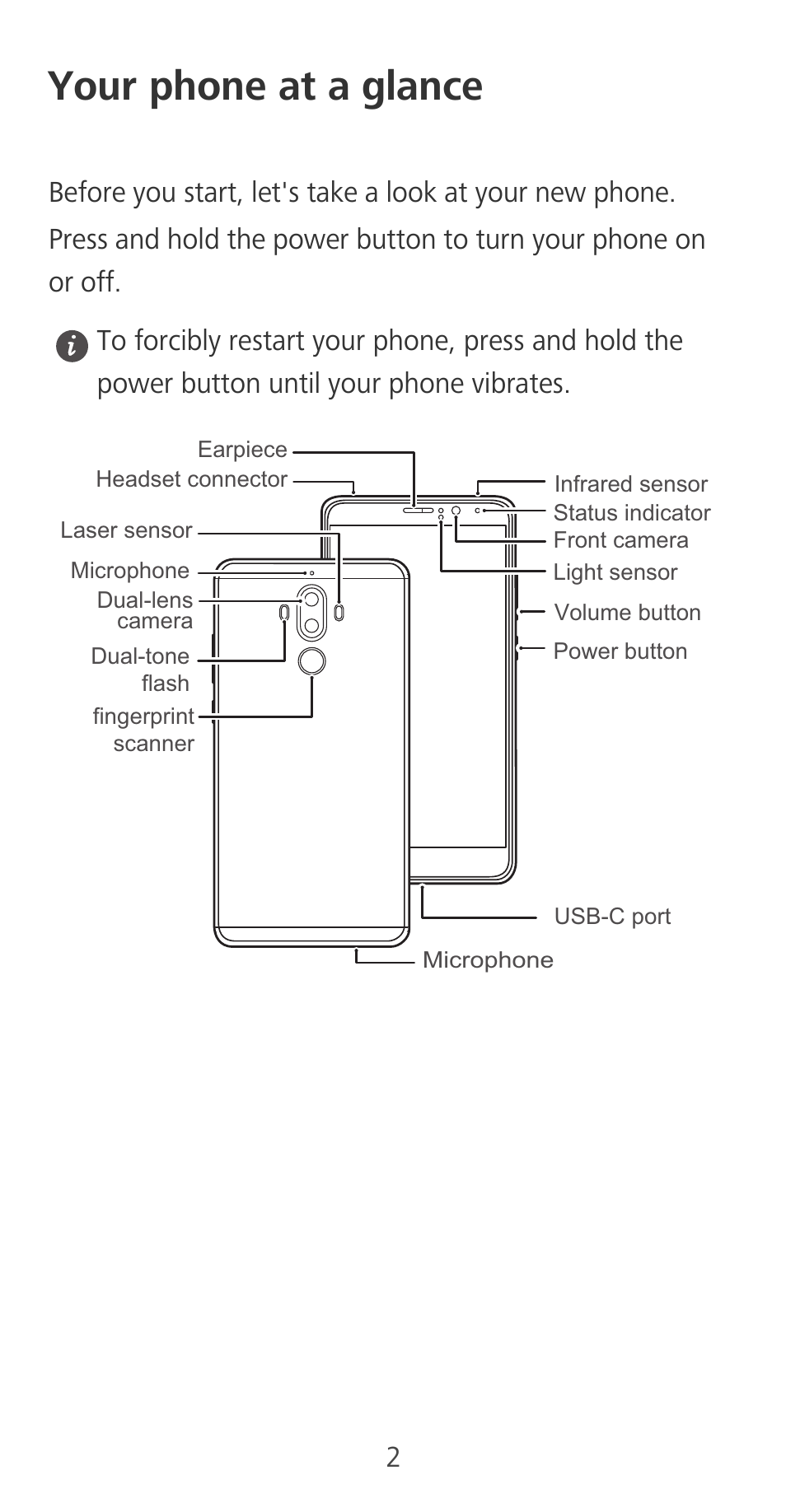 Your phone at a glance | Huawei Mate 9 User Manual | Page 6 / 100