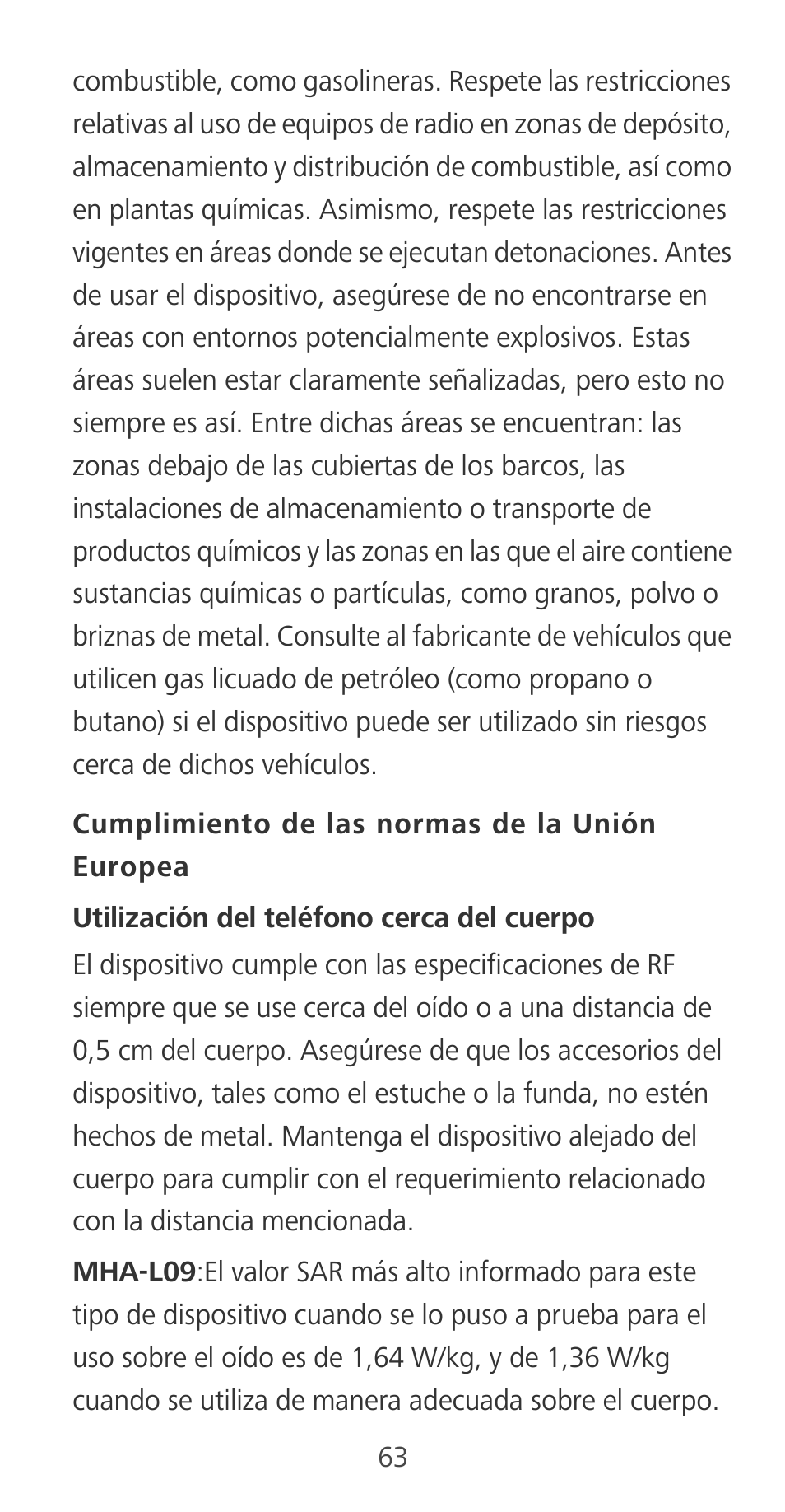 Cumplimiento de las normas de la unión europea | Huawei Mate 9 User Manual | Page 67 / 100