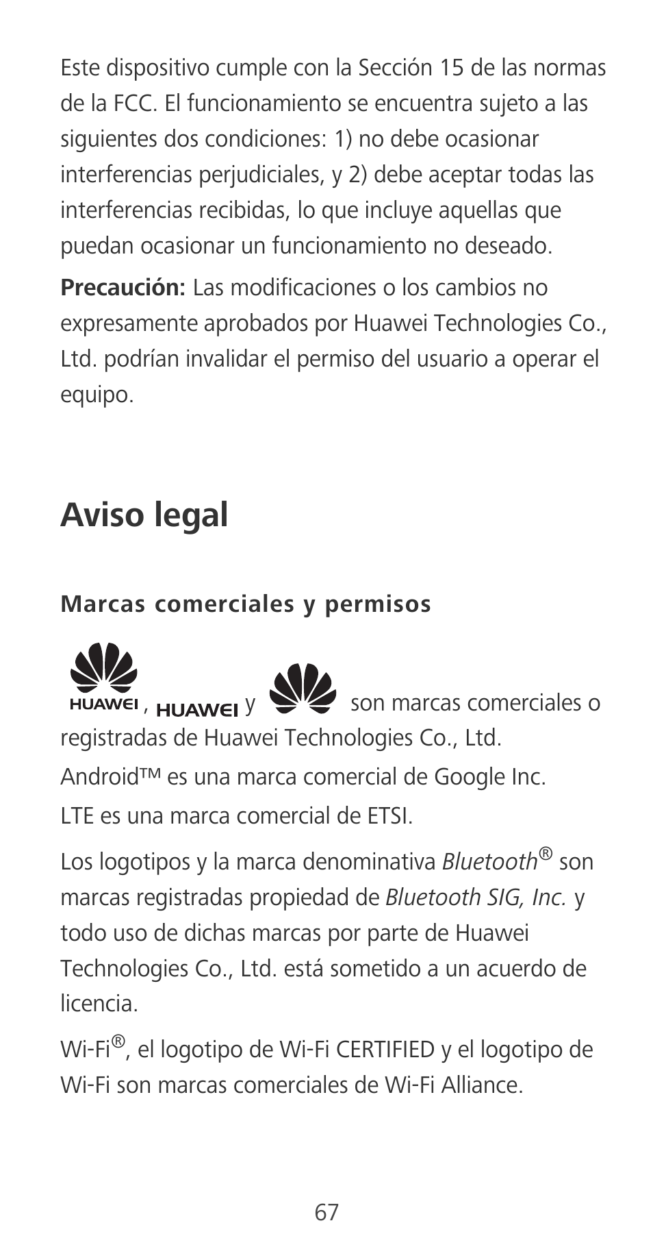 Aviso legal, Marcas comerciales y permisos | Huawei Mate 9 User Manual | Page 71 / 100