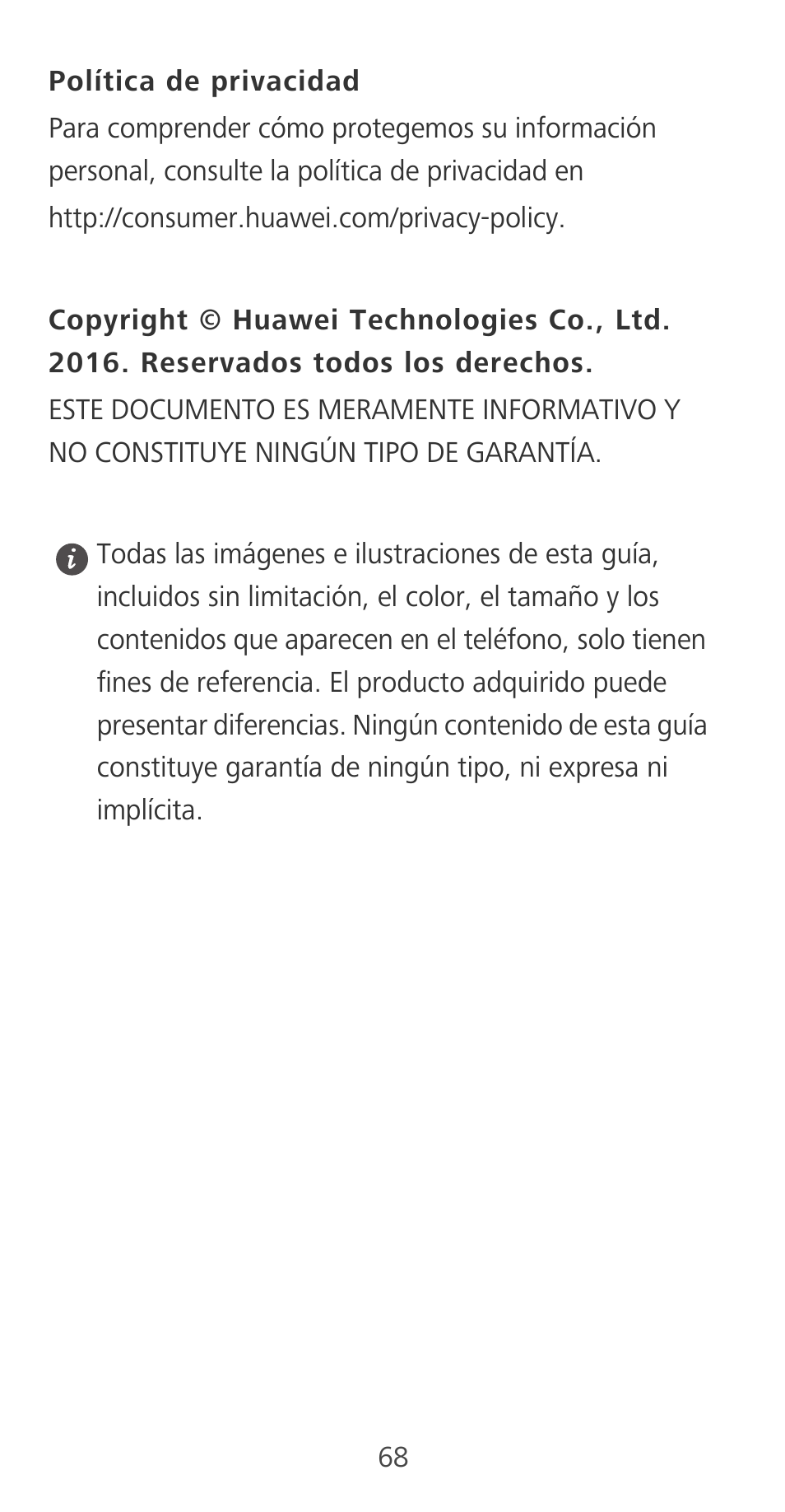 Política de privacidad | Huawei Mate 9 User Manual | Page 72 / 100