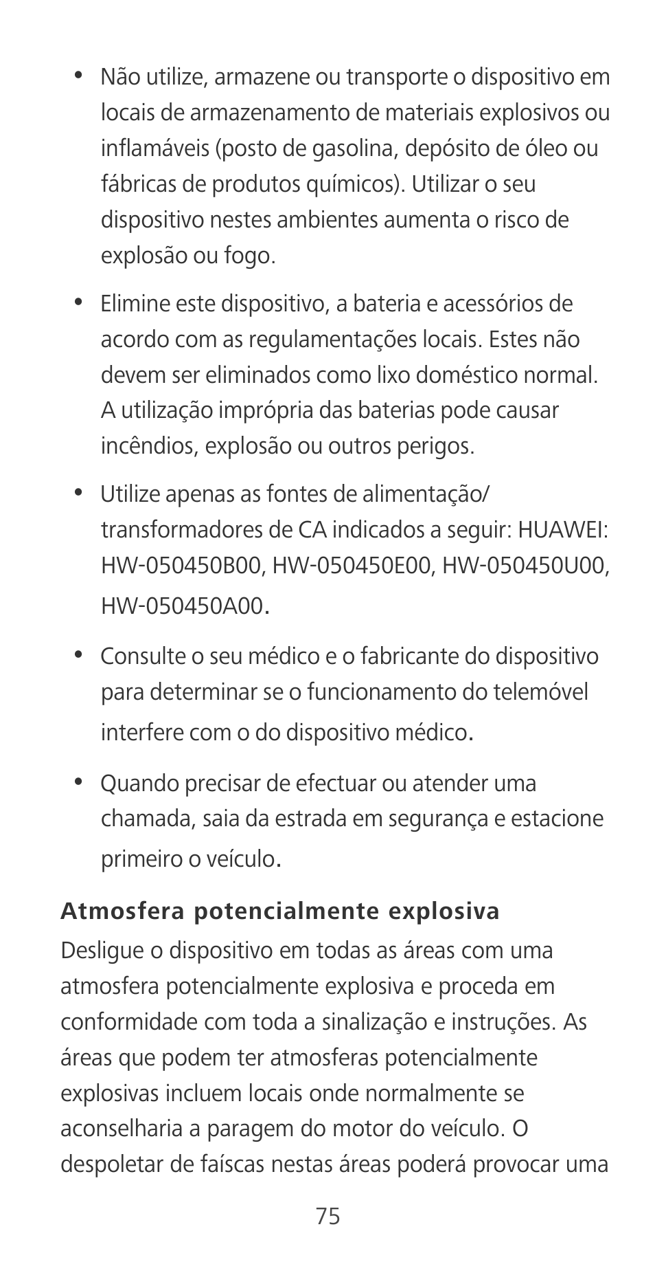 Atmosfera potencialmente explosiva | Huawei Mate 9 User Manual | Page 79 / 100