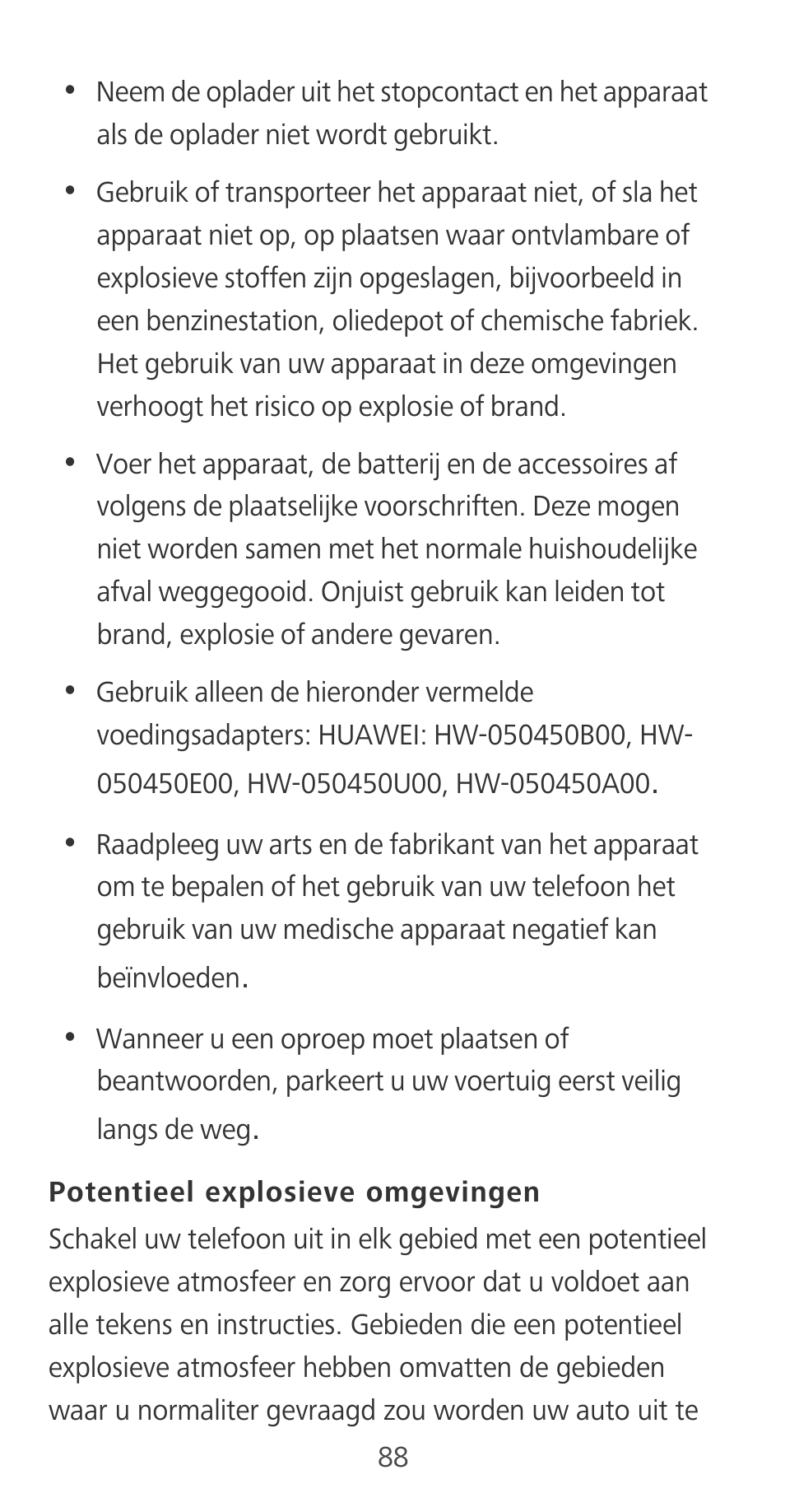 Potentieel explosieve omgevingen | Huawei Mate 9 User Manual | Page 92 / 100