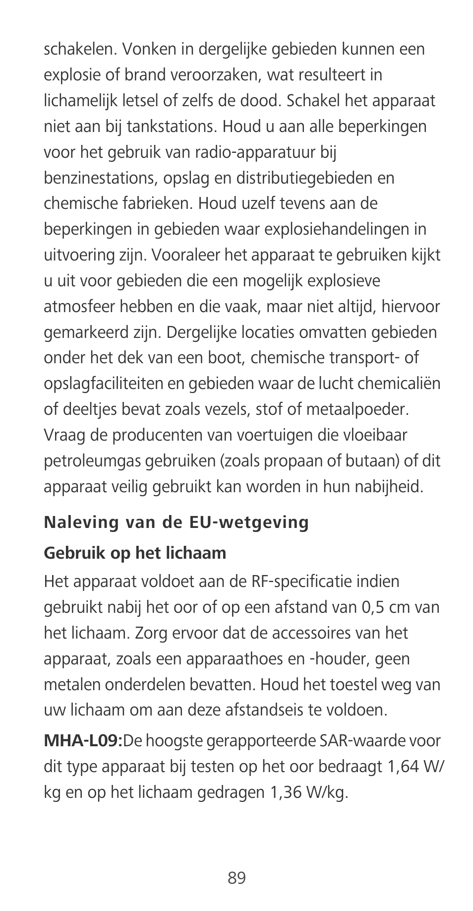 Naleving van de eu-wetgeving | Huawei Mate 9 User Manual | Page 93 / 100