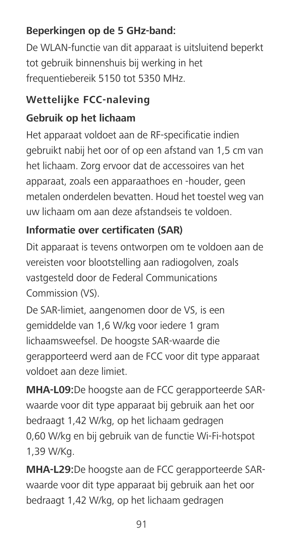 Wettelijke fcc-naleving | Huawei Mate 9 User Manual | Page 95 / 100