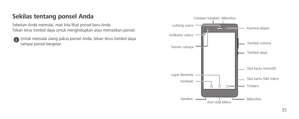 Sekilas tentang ponsel anda | Huawei P8 Lite User Manual | Page 39 / 96