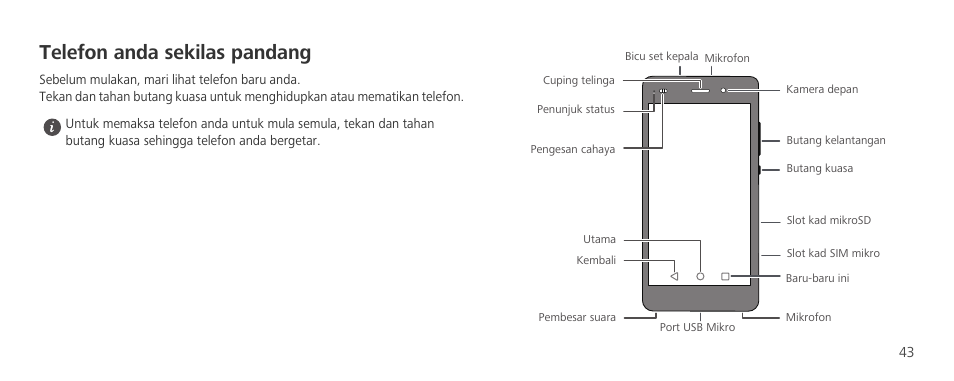 Telefon anda sekilas pandang | Huawei P8 Lite User Manual | Page 47 / 96