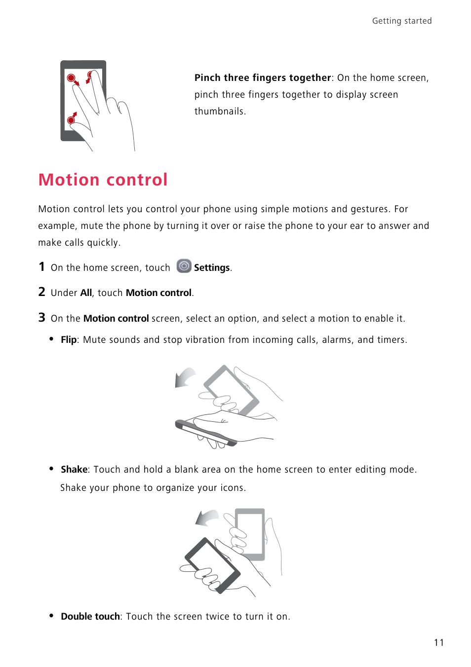 Motion control | Huawei P8 Lite User Manual | Page 15 / 84