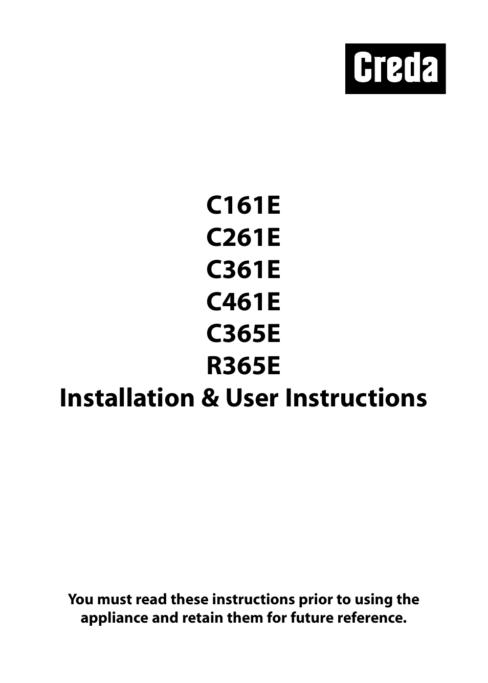 Creda C365E User Manual | 52 pages