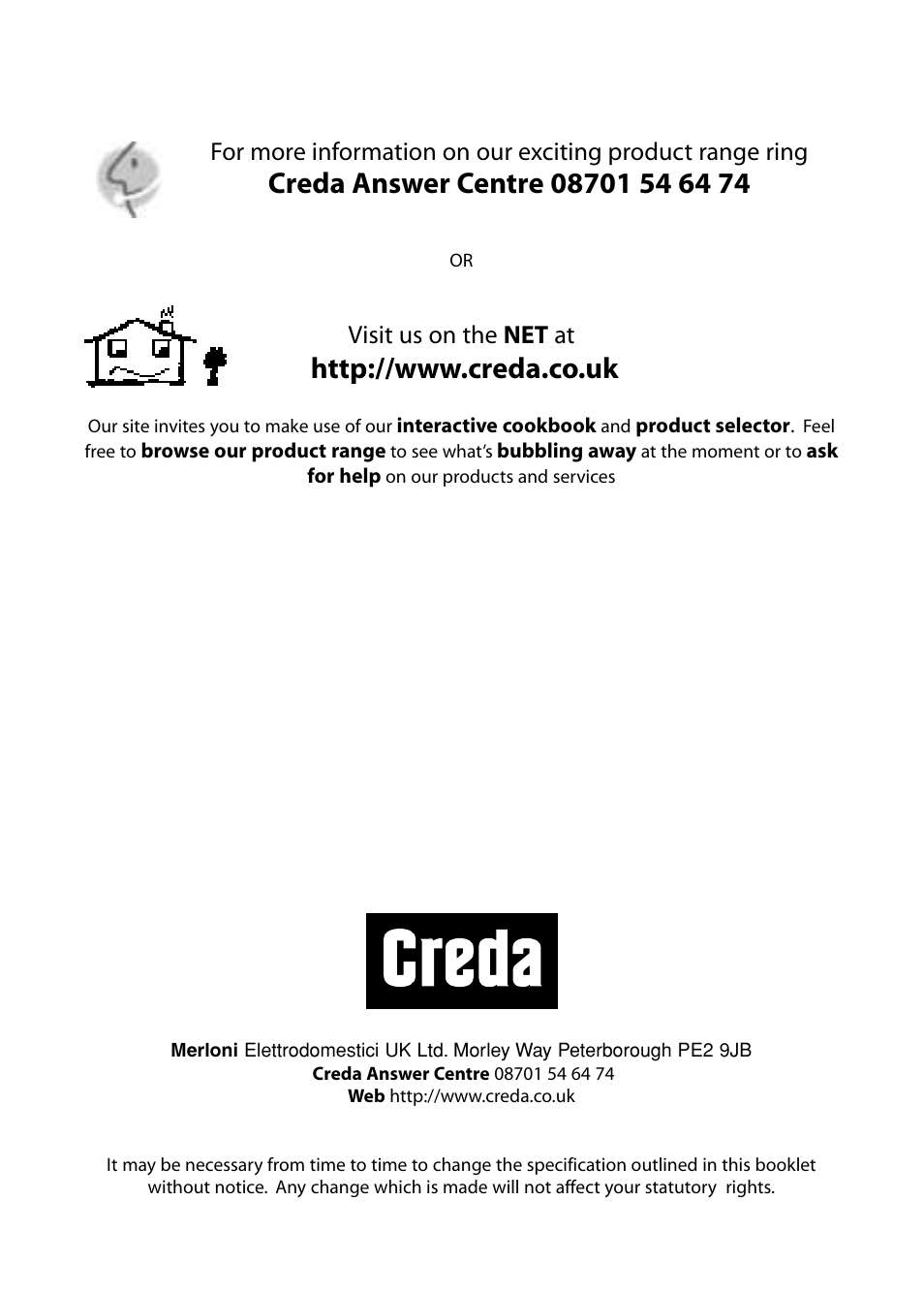 Visit us on the net at | Creda C365E User Manual | Page 2 / 52