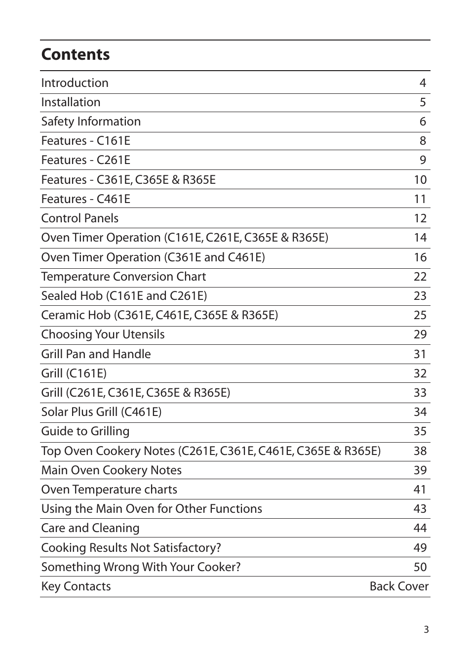 Creda C365E User Manual | Page 3 / 52