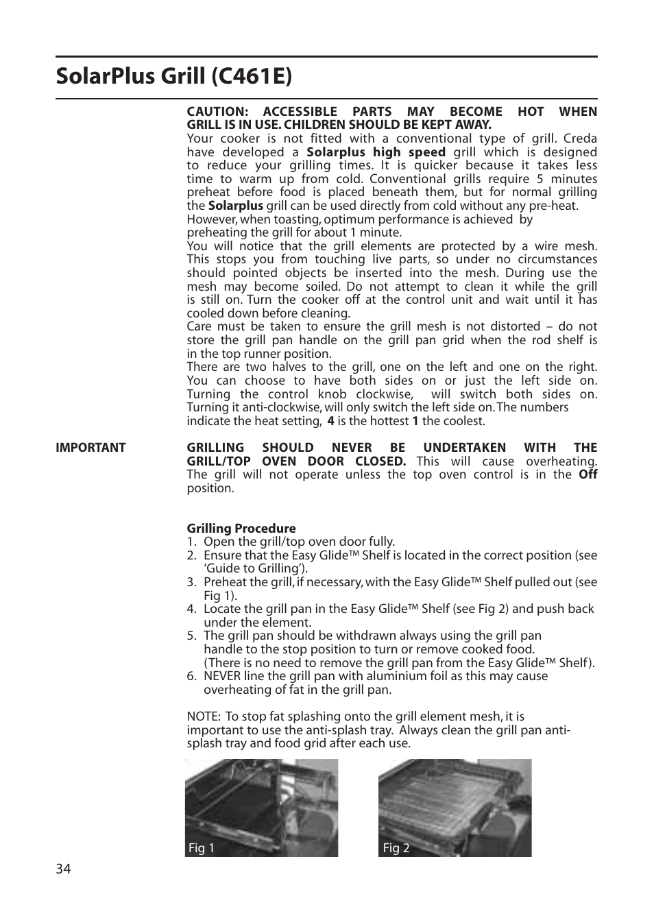 Solarplus grill (c461e) | Creda C365E User Manual | Page 34 / 52