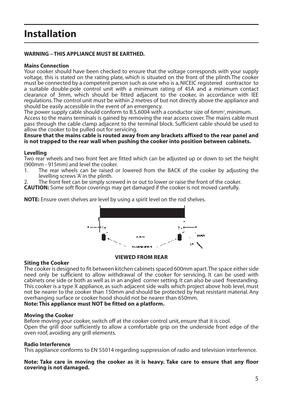 Installation | Creda C365E User Manual | Page 5 / 52