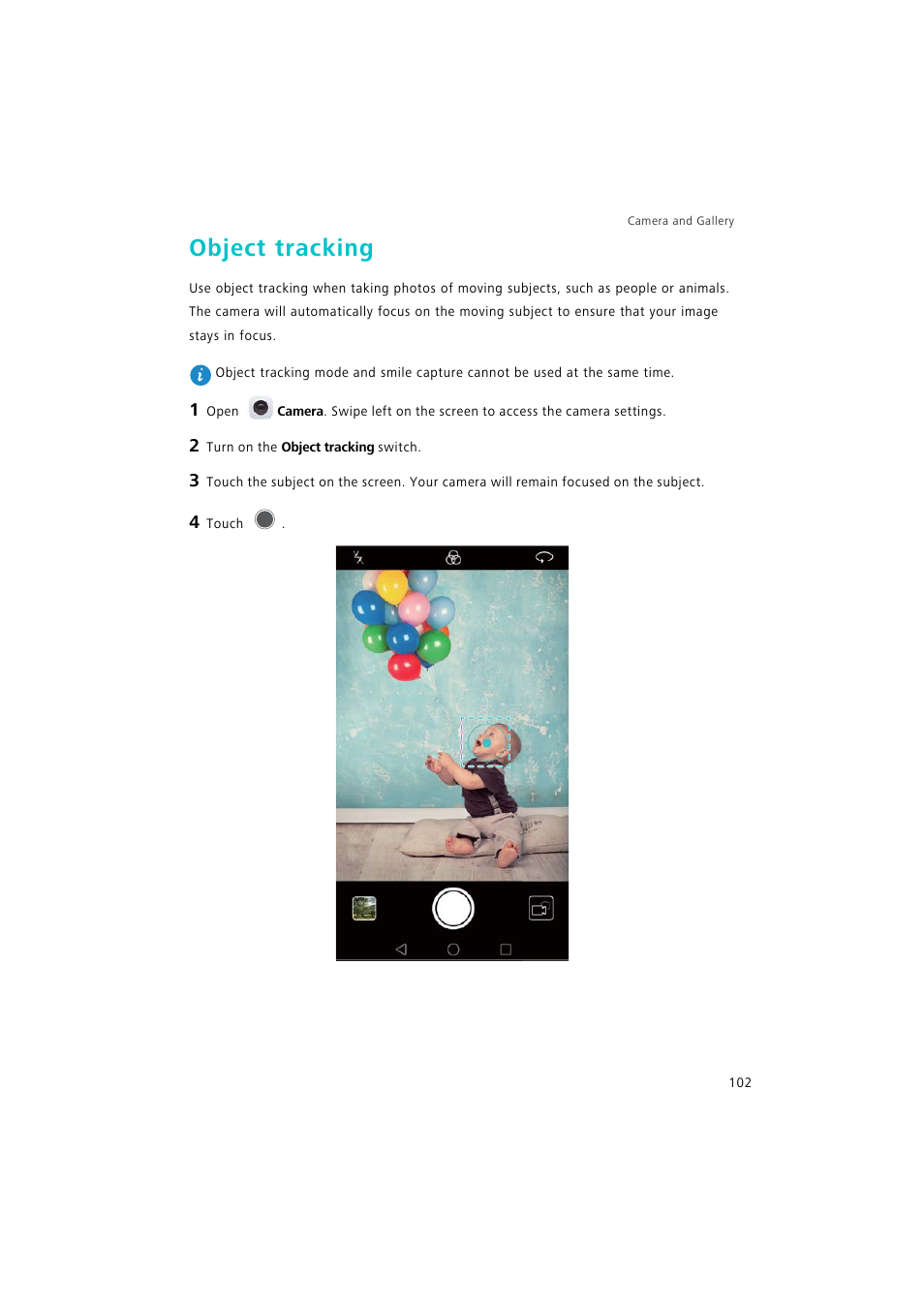 Object tracking | Huawei P9 Lite User Manual | Page 109 / 204