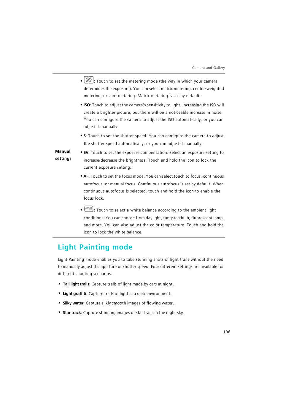 Light painting mode | Huawei P9 Lite User Manual | Page 113 / 204