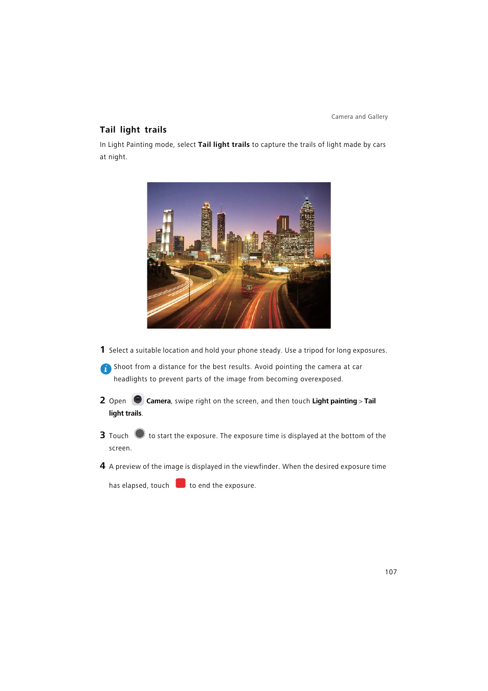 Tail light trails | Huawei P9 Lite User Manual | Page 114 / 204