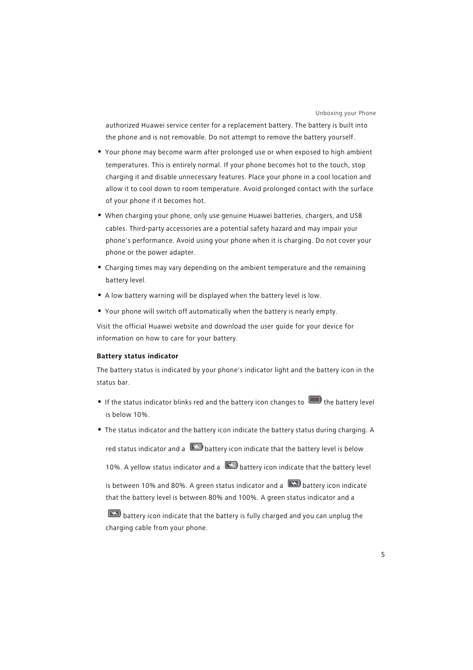 Battery status indicator | Huawei P9 Lite User Manual | Page 12 / 204