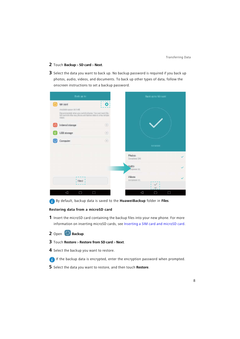 Restoring data from a microsd card | Huawei P9 Lite User Manual | Page 15 / 204