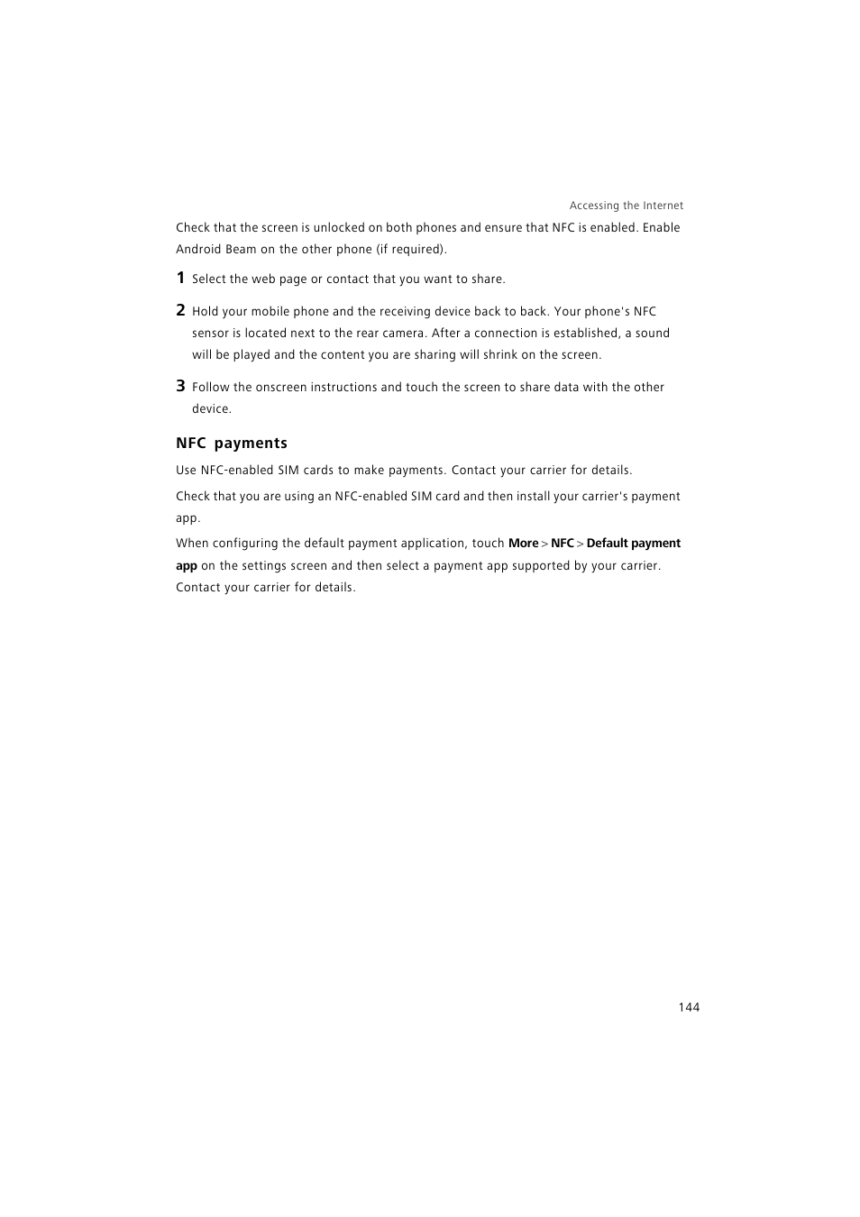 Nfc payments | Huawei P9 Lite User Manual | Page 151 / 204