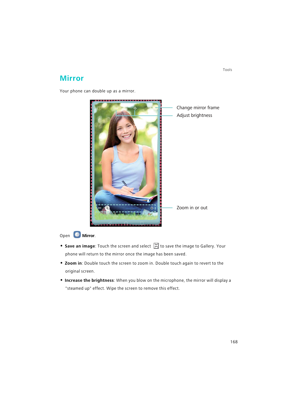 Mirror | Huawei P9 Lite User Manual | Page 175 / 204